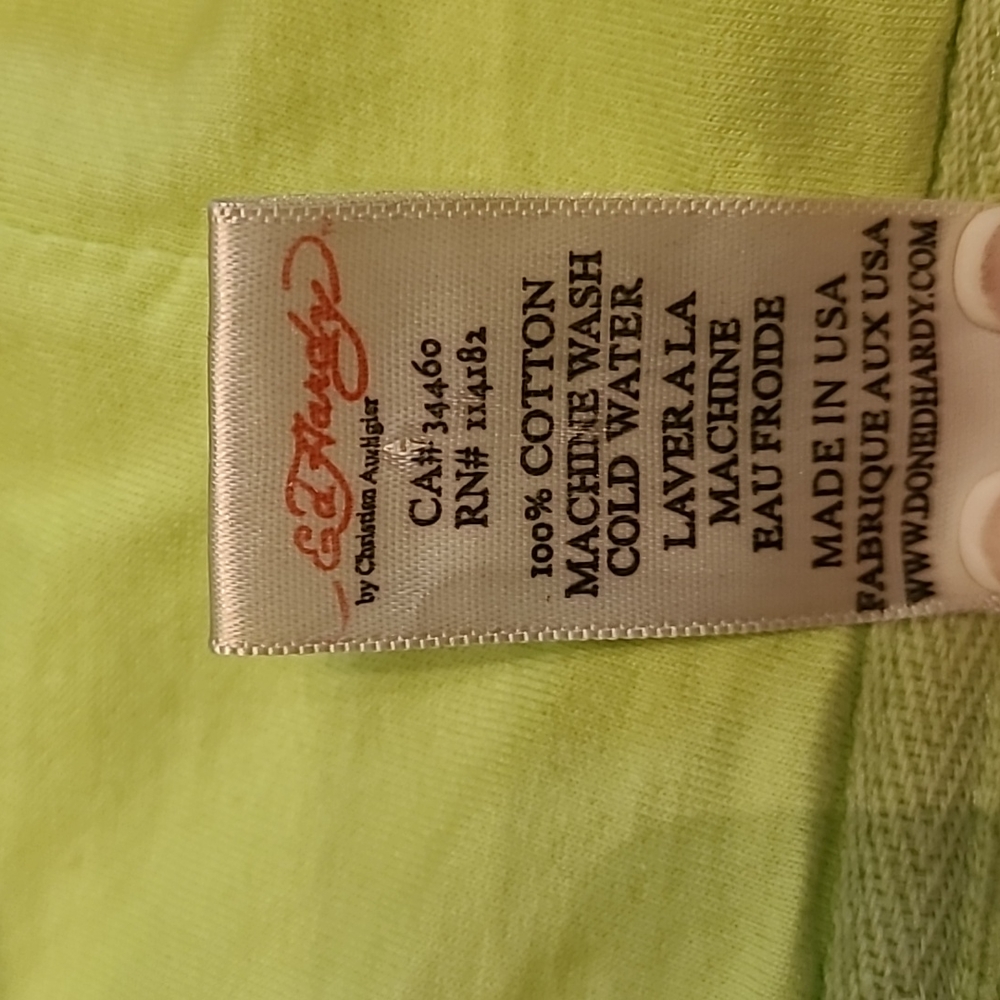 Ed Hardy light lime cotton sweatshirt with gorgeous embellishments Size M - Picture 14 of 16